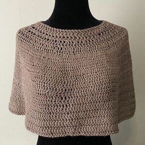 Handmade Crochet Taupe Rayon Bamboo Cotton Short Capelet